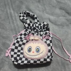Checkered Kids Bag with Pink Accents